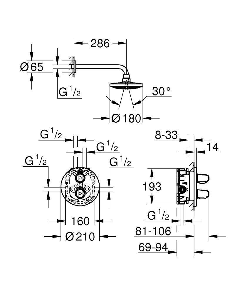 34582000 Термостатический смеситель для душа Grohe Grohtherm 1000 New хром - Вид №1