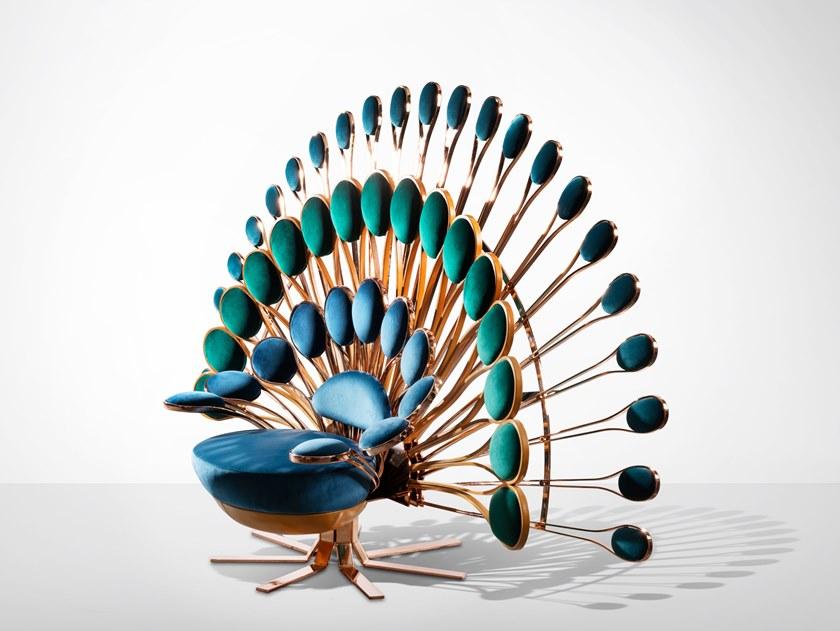 Visionnaire Кресло из латуни с обивкой и высокой спинкой sun-id-1463813 - Вид №1