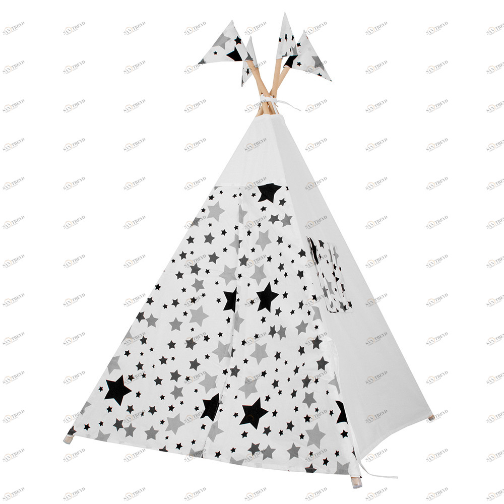 Вигвам Black Stars с окном,карманом и флажками VAMVIGVAM BLACK STARS 281904 Белый;черный Santreyd 