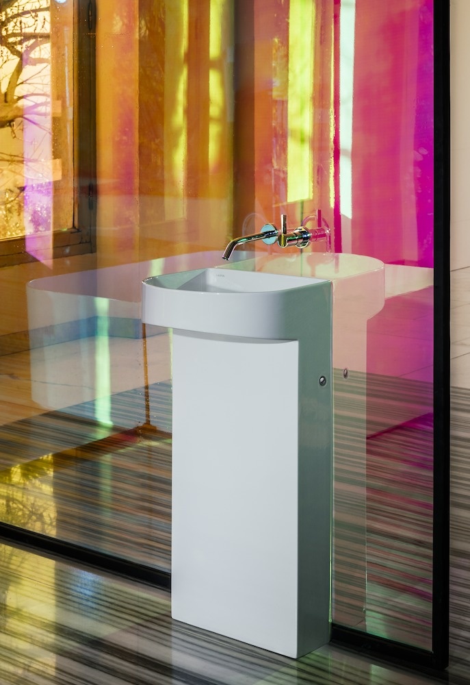 H8113410001121 Раковина, объединенная с пьедесталом, без места для установки смесителя, крепление к стене, включает керамическую крышку для сливного отверстия LAUFEN PRO - Вид №8