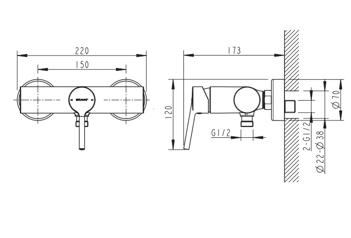 Смеситель для душа PALACE F9172217CP-01-RUS bravat - Вид №1