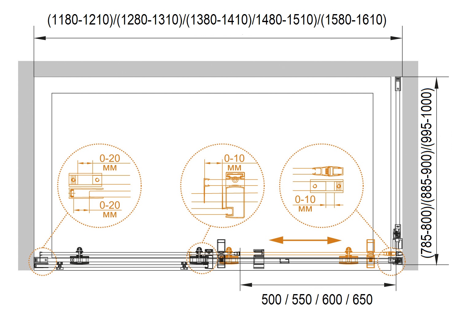 Душевой уголок CEZARES STYLUS-O-M-AH-1-140/100-C-Cr - Вид №7