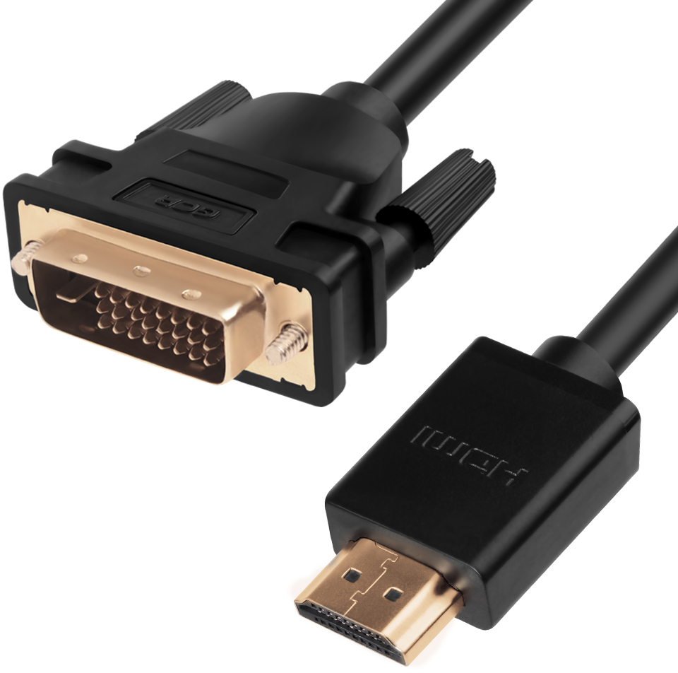 GCR-HD2DVI1-5.0m кабель hdmi-dvi 5.0m черный, od7.3mm, 28/28 awg, позолоченные контакты, 19pin am / 24+1m am double link, , тройной экран Greenconnect Santreyd 