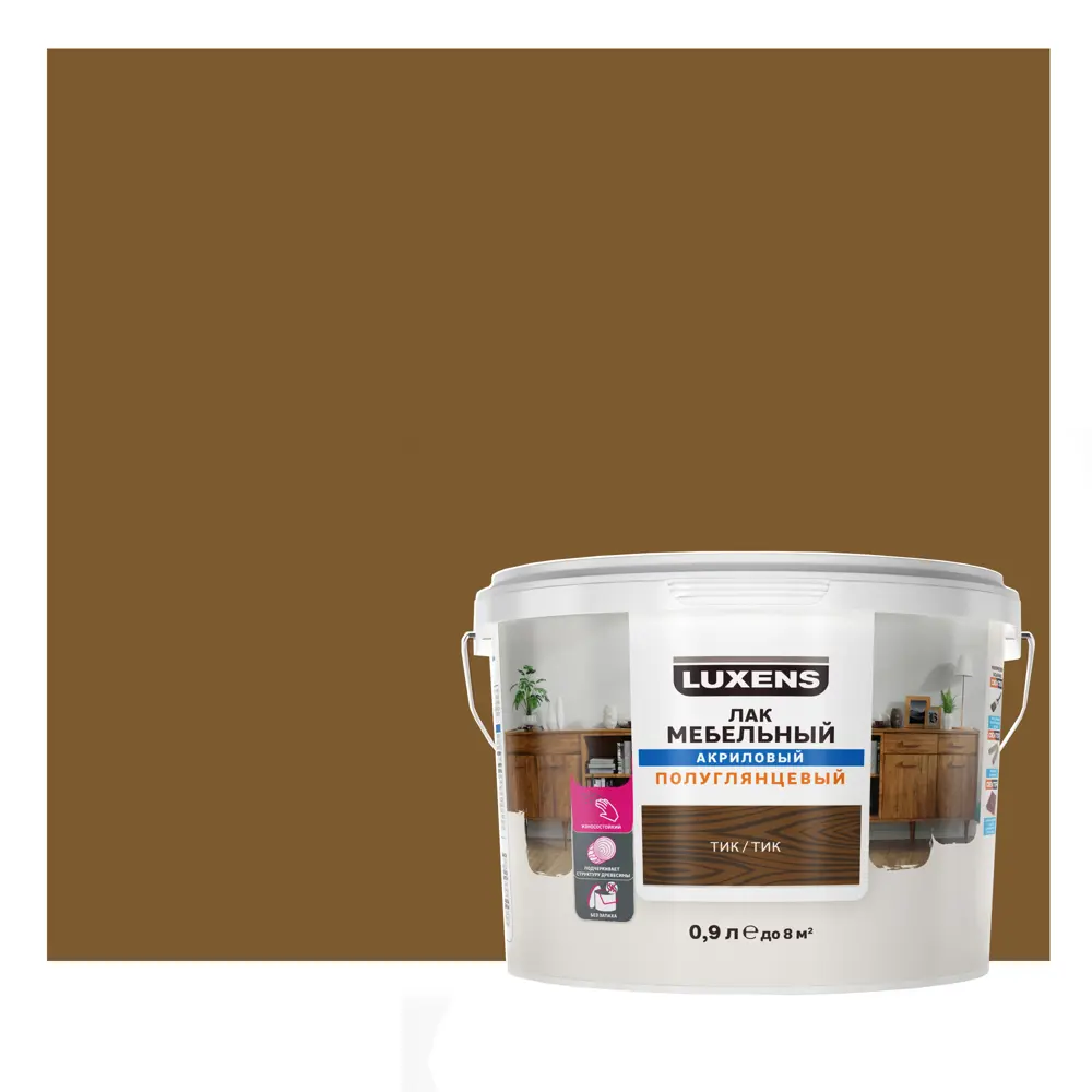 LUXENS Акриловый мебельный лак цвет тик полуглянцевый 0,9 л 82607783 STLM-0031413