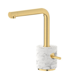 Смеситель для раковины на 1 отверстие в комплекте с донным клапаном WE ARE IB mm200os_1 Brushed Gold Marmo