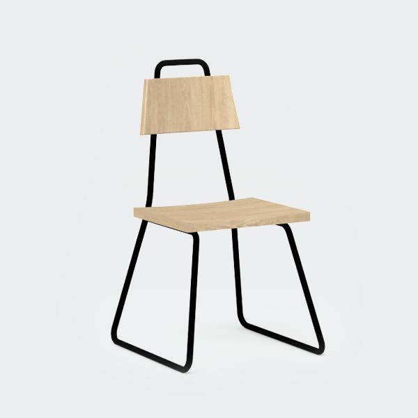 Стул с металлическими ножками и деревянным сиденьем черный Bauhaus WOODI  00-3966222 Черный  - Вид №2