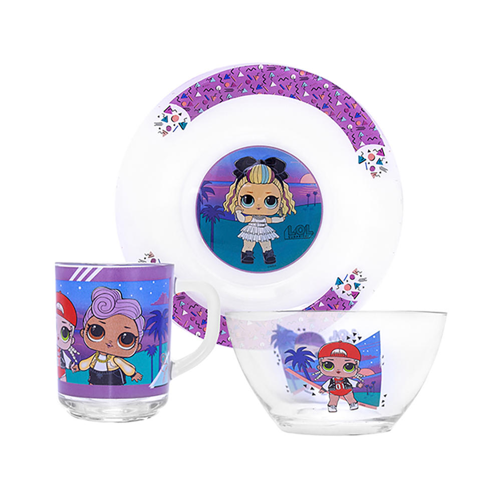 281115 Посуда стеклянная Набор посуды 3 пр. L.O.L. Surprise! "OhSoRadical" 9.5 х 21 х 21 см Santreyd 