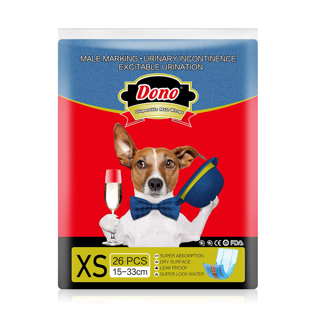 ПР0055640 Пояса для кобелей Jeans Male Pet Diaper одноразовые впитывающие размер XS,26шт Dono 