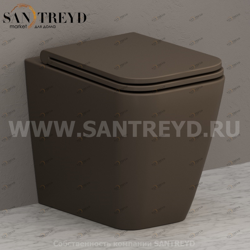 ST004CS Приставной унитаз напольный Коричневый Ceramica Globo STONE Италия