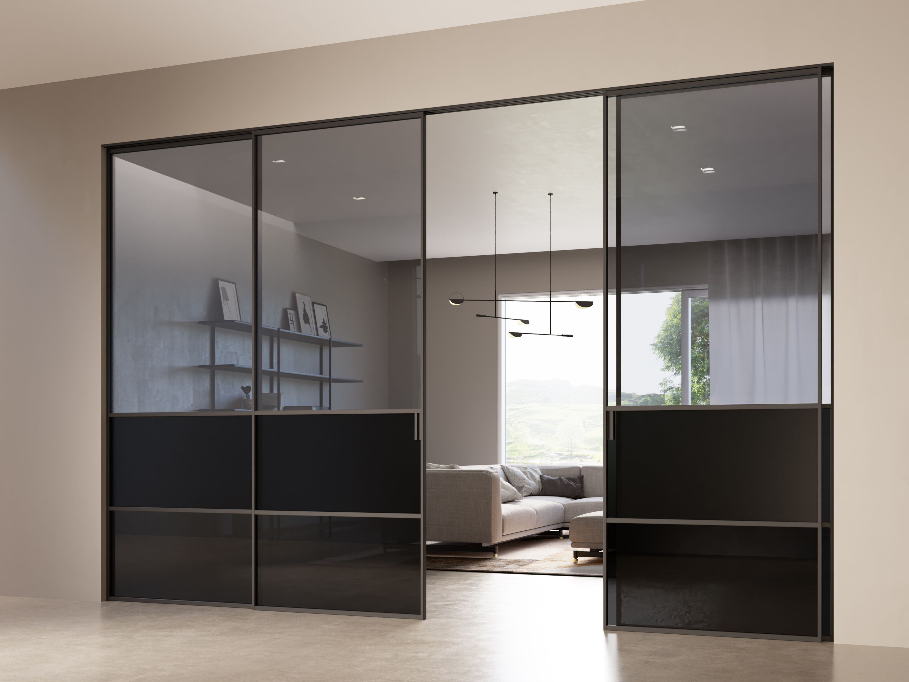 Раздвижная стеклянная подвижная стена FERREROLEGNO декорации ARCH-00127008 - Вид №1