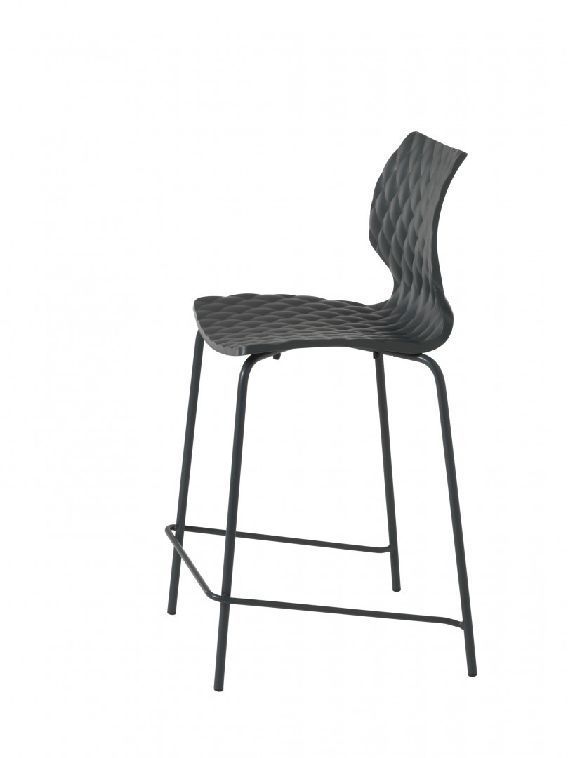 Uni 378B Барный стул со стальным каркасом, 4 ножки. Полипропиленовая оболочка. Версия с высотой сиденья H 65 см. Et al. Uni