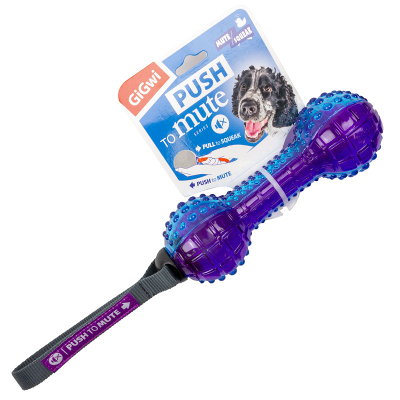 ПР0058984 Игрушка для собак Push To Mute Гантель с отключаемой пищалкой 18см GIGWI  - Вид №1