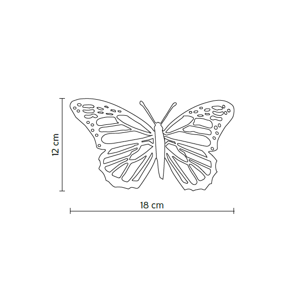 Бабочка металлическая 12х18 см белая Butterfly KARMAN  00-3883248 Белый  - Вид №4
