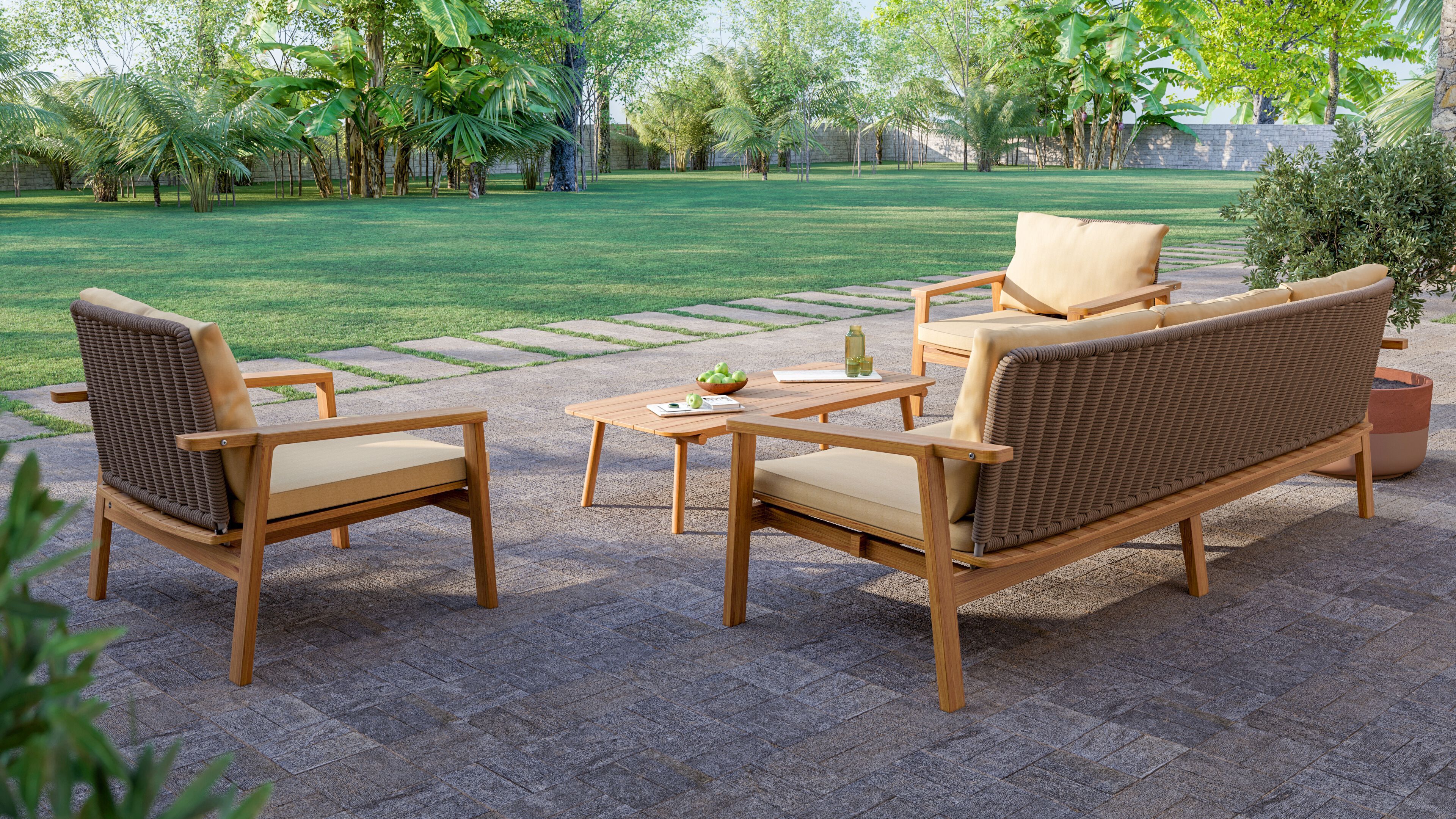 2-местный диван из ткани и тика YAAZ Denk ARCH-00080377 - Вид №1