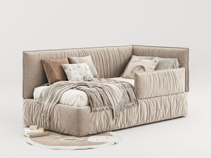 Односпальная кровать с мягким изголовьем