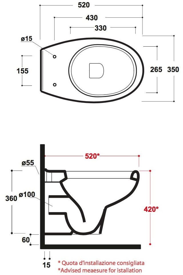 Rub120201 Подвесной унитаз настенный Белый Olympia Ceramica RUBINO Италия - Вид №2