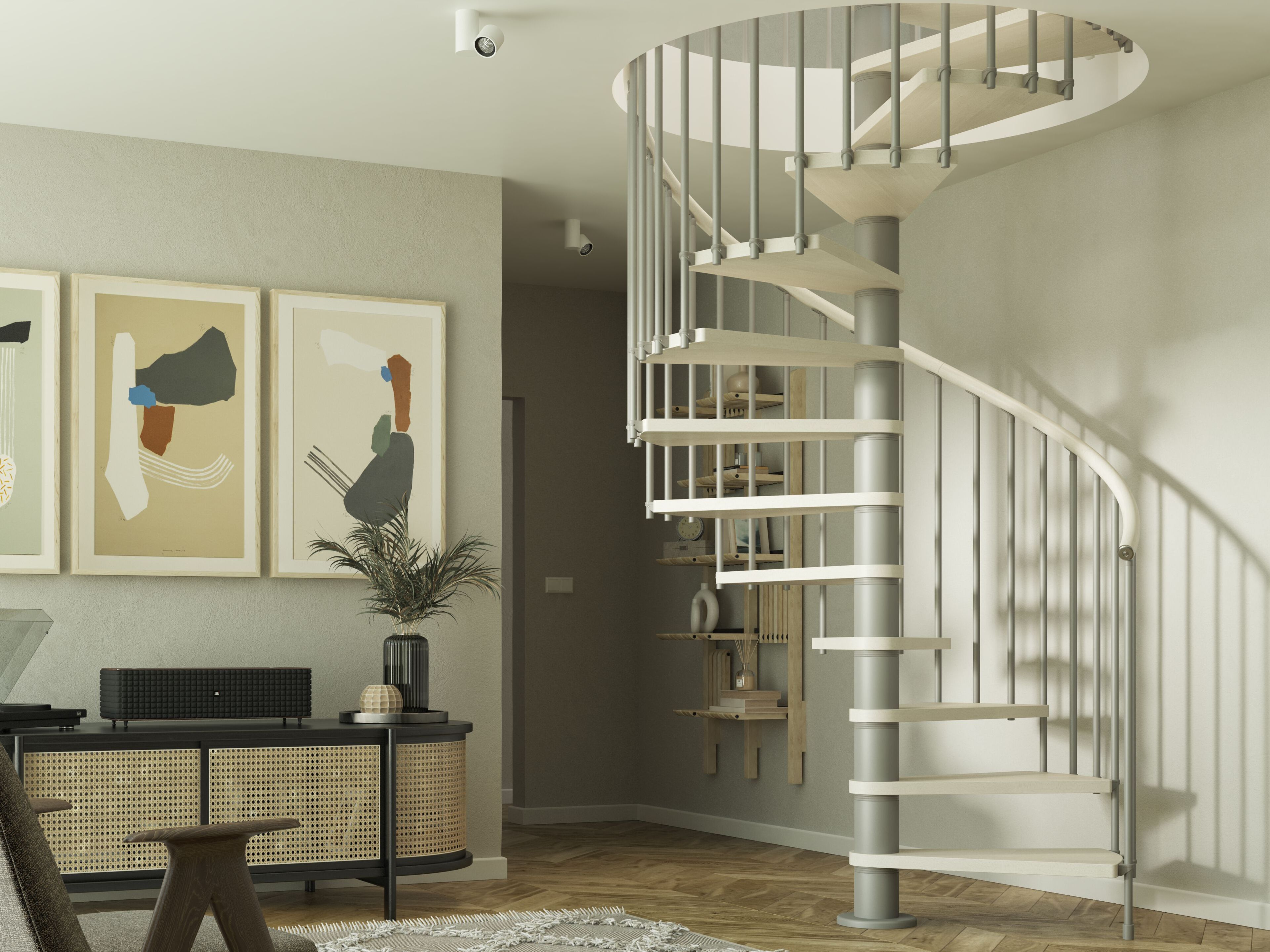 Модульная винтовая лестница из бука и стали Scrigno LOOP ARCH-00108265 - Вид №1