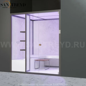 Effegibi BODYLOVE H BL30010001 Хаммам. Установка: в нишу. Мощность: 7 кВт макс. Размеры: длина 200 см, ширина 176 см. Отделка: светлый керамогранит.