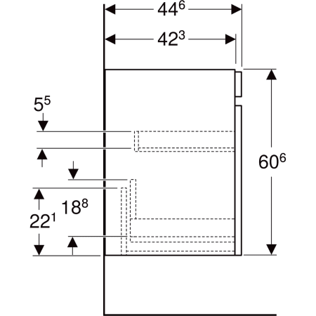 501.904.JK.1 Шкафчик для раковины Geberit Renova Plan, с одним выдвижным ящиком и одним внутренним выдвижным ящиком Geberit  - Вид №58