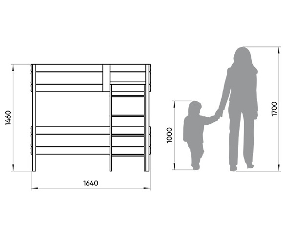 Кровать-чердак Home basic M 80х160 см белая, серая ELLIPSE ELLIPSE HOME 351770 Белый;серый Santreyd  - Вид №1