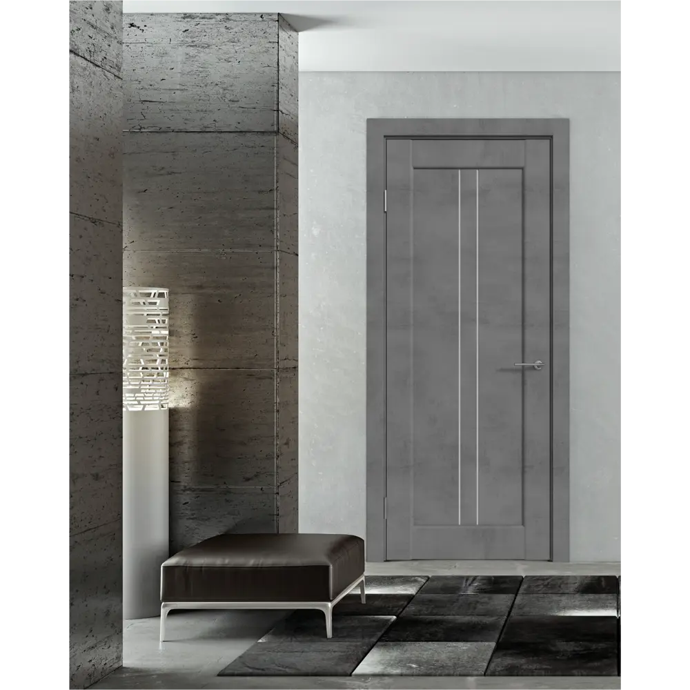 Комплект двери Сиэтл со стеклом 60x200 см ПВХ цвет лофт тёмный с добором 100 мм VFD STLM-2107844 - Вид №1