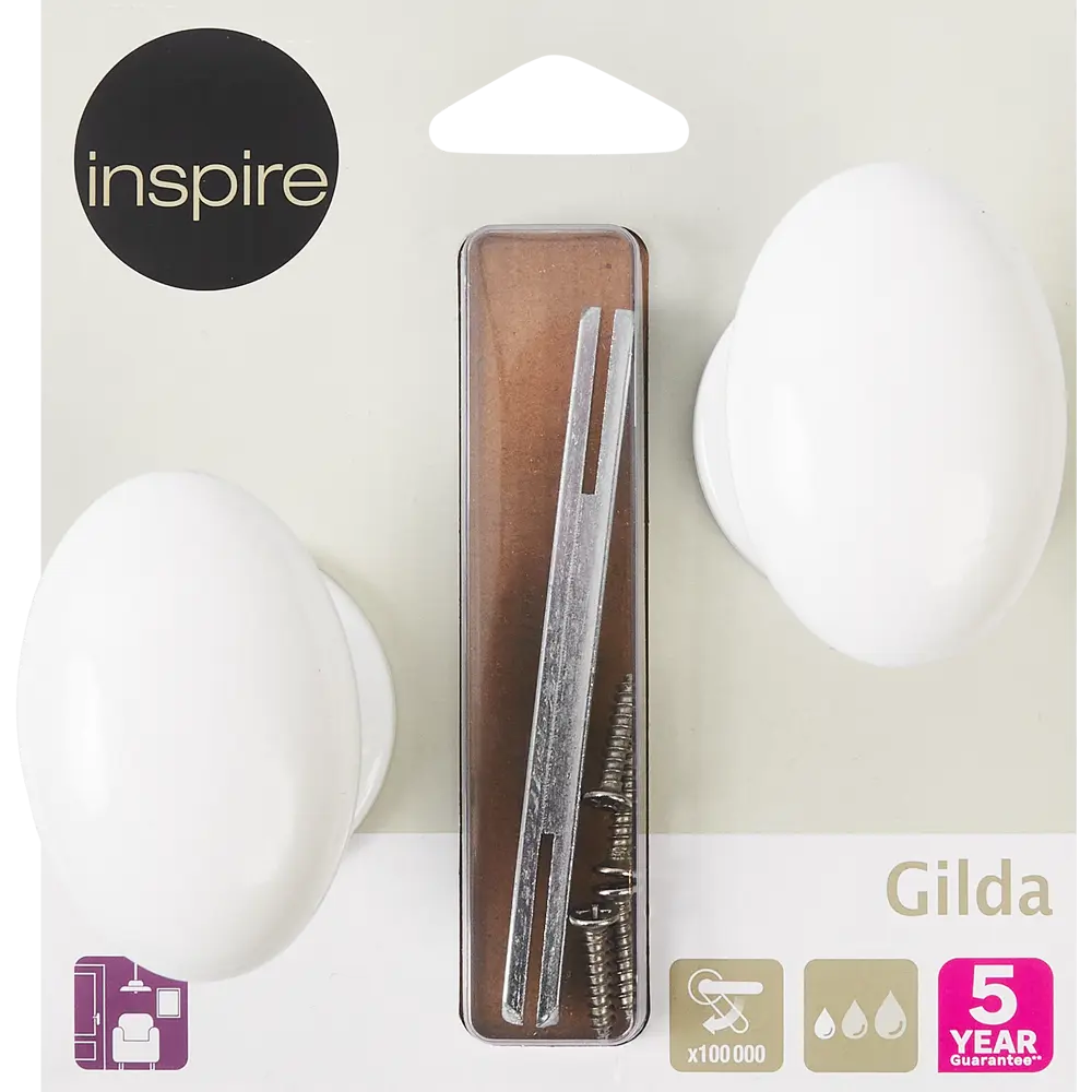 Дверные ручки Inspire Gilda без запирания фарфор цвет белый/никель матовый 84302645 STLM-2028182  - Вид №2