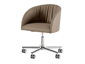 Кожаный поворотный стул с колесами