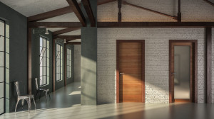 Распашная дверь из лиственницы