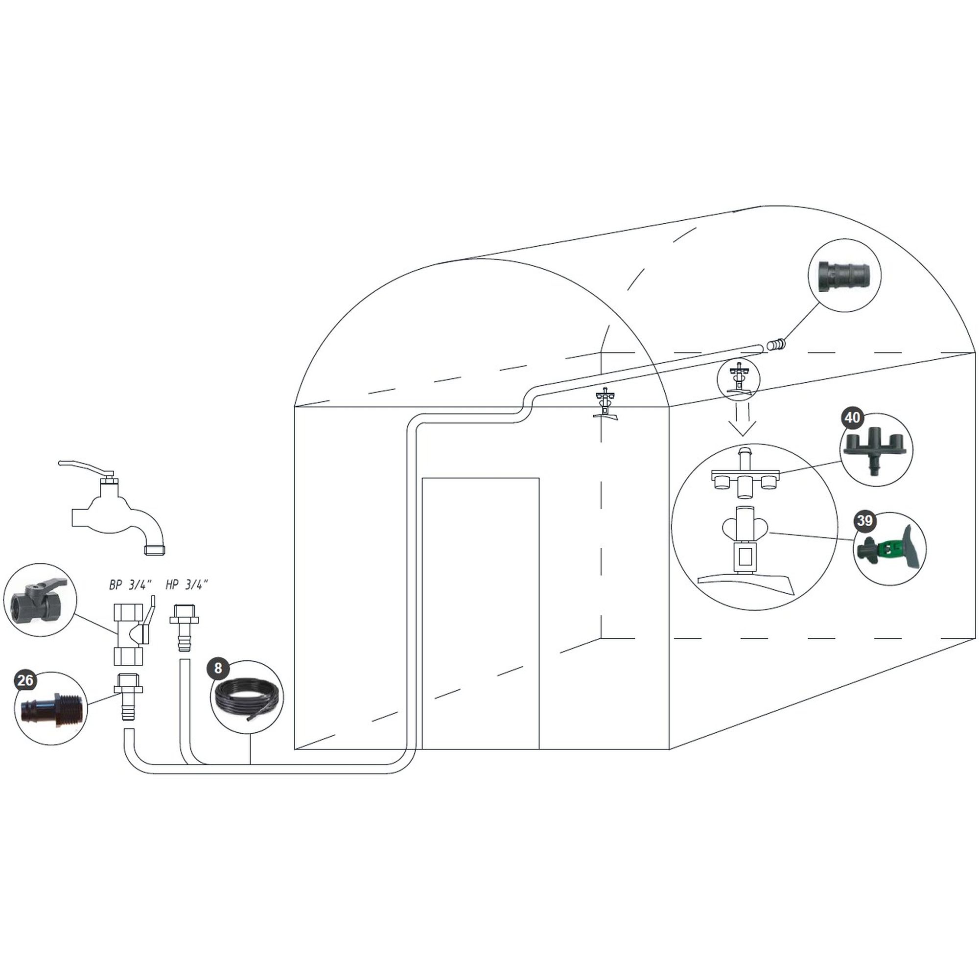 18635178 Комплект для капельного полива «Урожай-туман» для теплицы 3x4 м. Основной Santreyd  - Вид №2