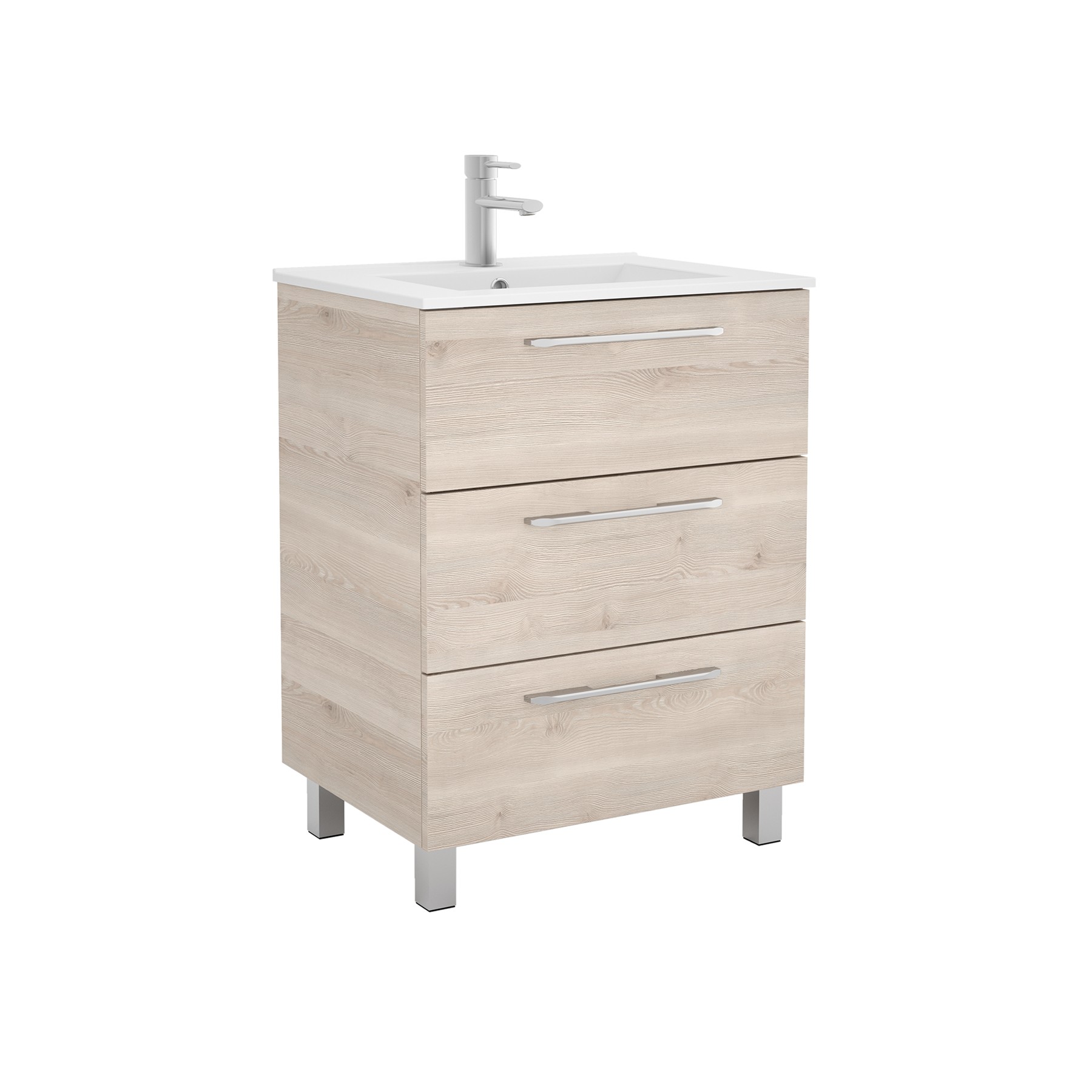 26586 SALGAR Мебель для умывальника FUSSION CHROME 700 3 ящика NATURAL 697 x 868 x 450 мм Естественный - Вид №1