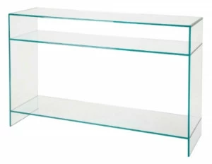 Консоль стеклянная с полкой и широкими ножками Glass RVASTLEY PUSHA 060999 Прозрачный