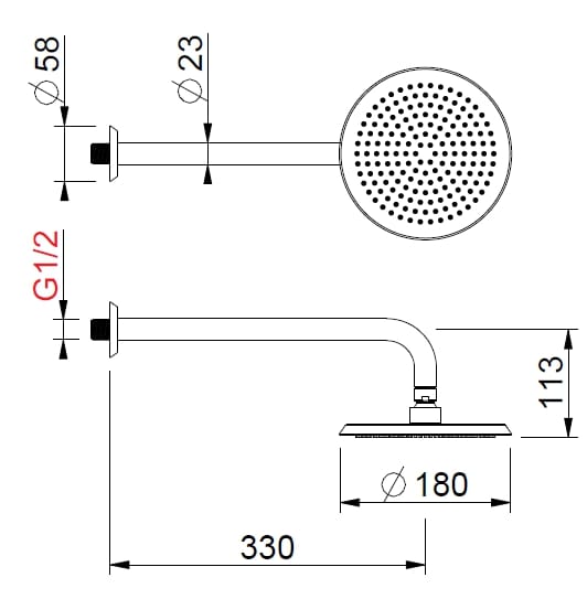 Душевая головка из нержавеющей стали с кронштейном BEAMTECH DINOX DNXT102 ARCH-00078572 - Вид №4