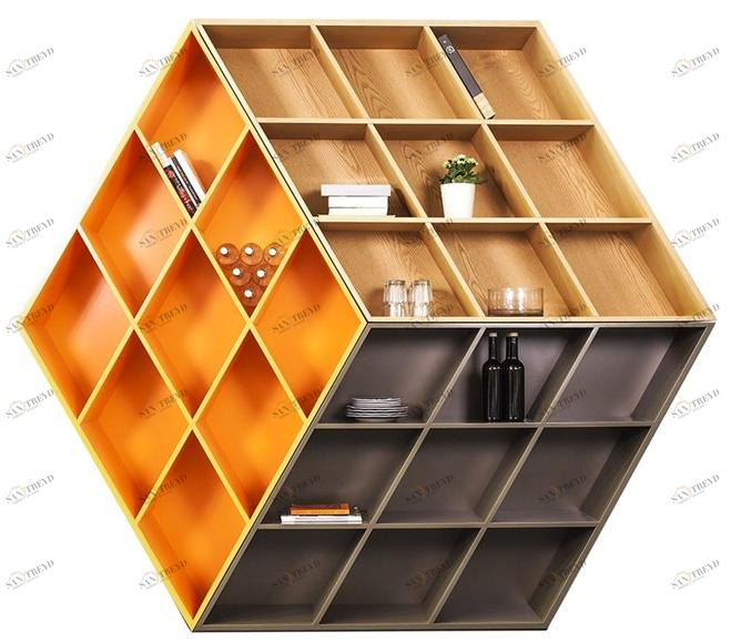 Anesis Открытый книжный шкаф из лакированного массива дерева  B601 