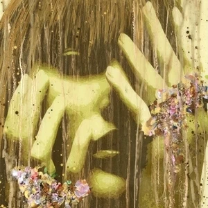 Арт-панель на холсте Alex Turco Woman Tribute Flower Power In Gold