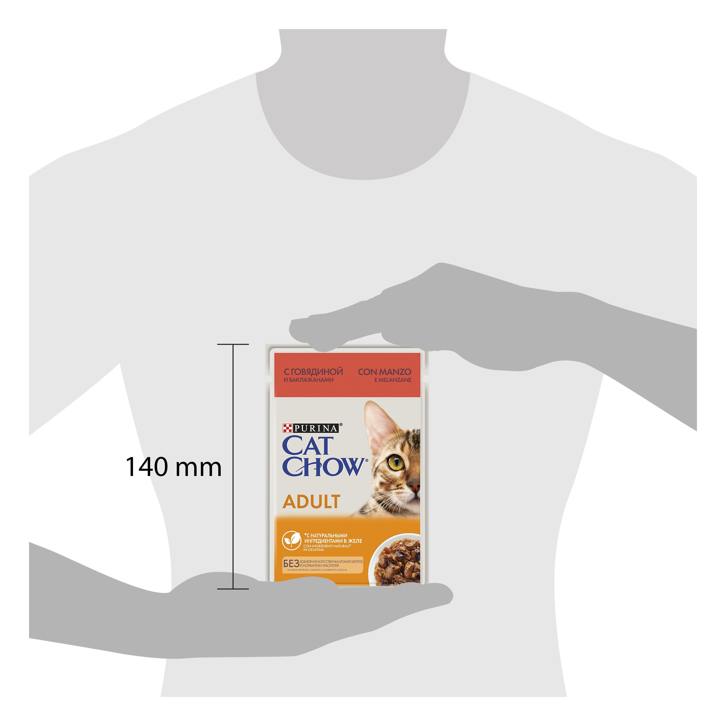 ПР0045315*26 Корм для кошек с говядиной и баклажанами в желе, пауч 85 г (упаковка - 26 шт) Cat Chow  - Вид №2