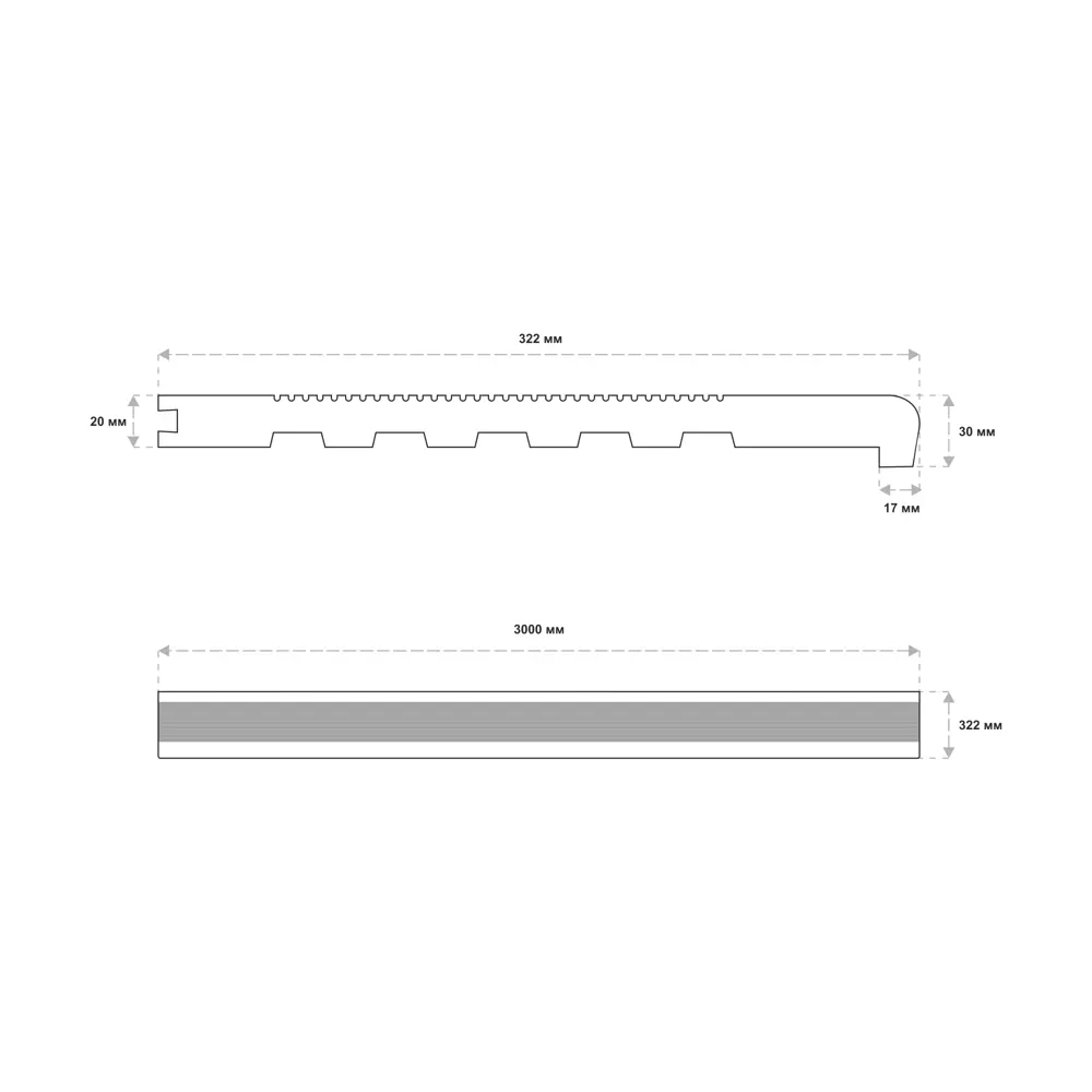 Ступень прямая цельная ДПК 30x322x3000 мм венге 89354706 STLM-2208635 GROENTEC  - Вид №4