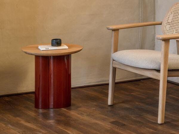 Круглый керамический и деревянный журнальный столик Vincent sheppard Arvin ARCH-00153120 - Вид №1