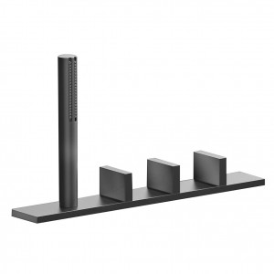 T067  Набортный смеситель для ванныручки без излива на 4 отверстия ручная лейка FIT гибкий шланг 150 см картридж керамический 90° впуски 1/2'' подводка Fantini Rubinetti AK/25