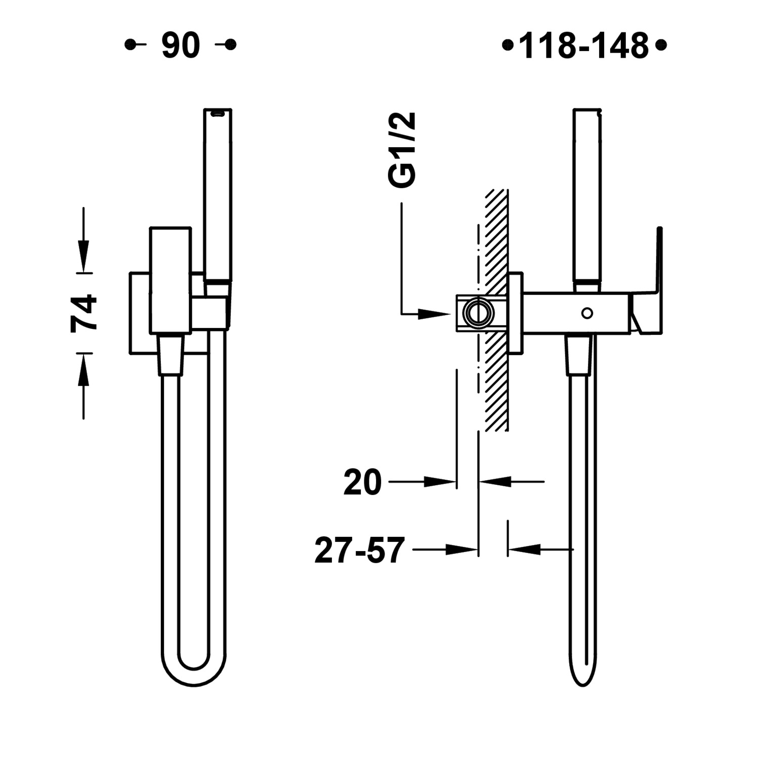 Стационарная опора с подачей воды для ручного душа и шланга-00618201 TRES RICAMBI - Вид №2