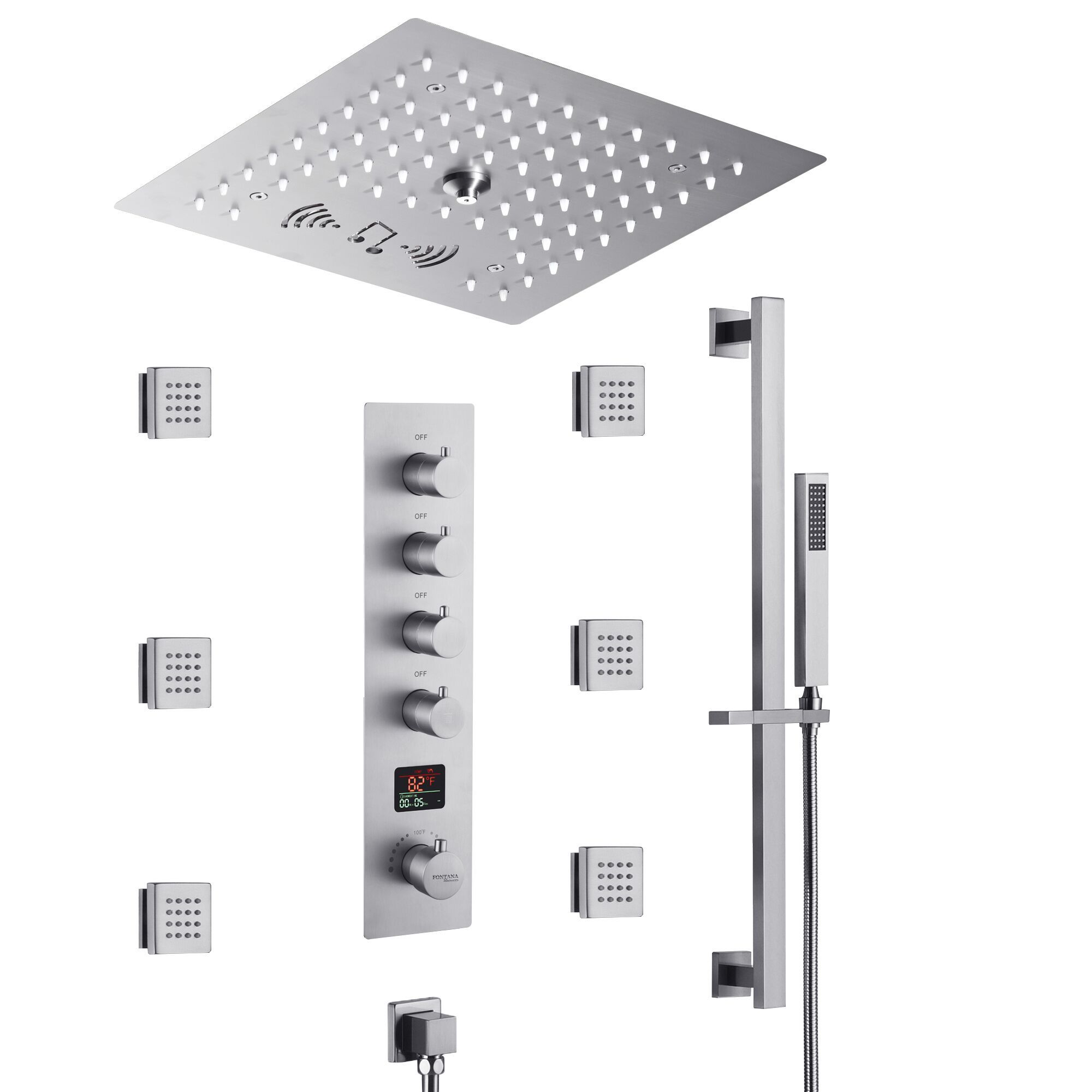 Светодиодный термостатический электронный набор для душа Fontana Showers FS7740CH ARCH-00130480 - Вид №1