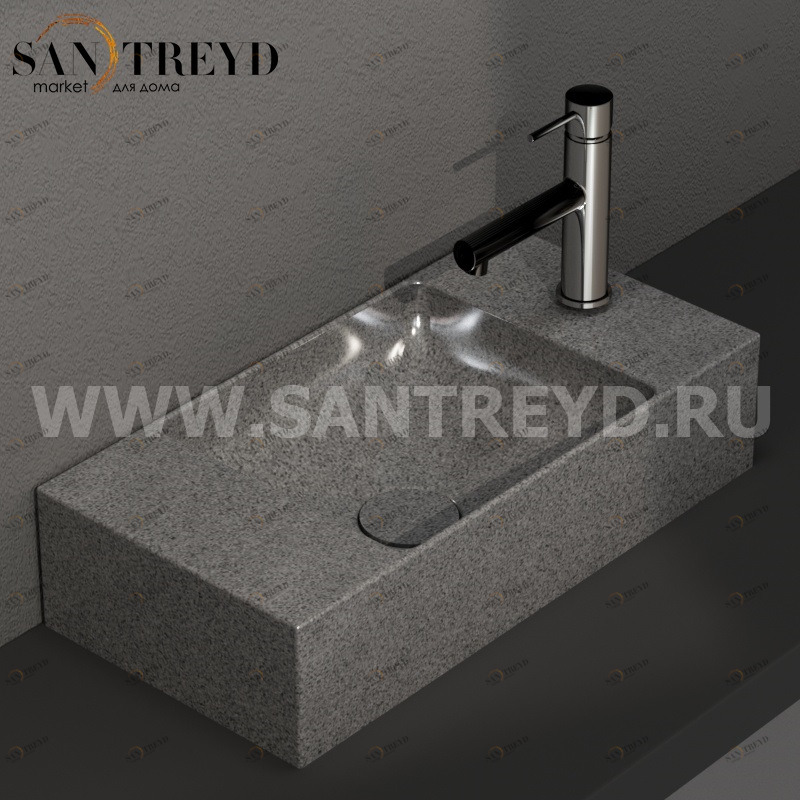 B6R52PG Подвесная раковина настенная прямоугольная Ceramica Globo T-EDGE серая