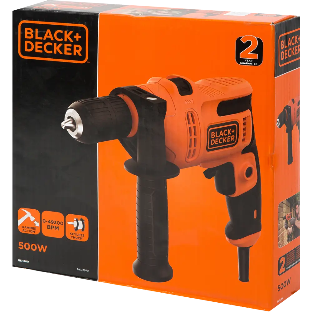 Ударная дрель Black&Decker BEH200-QS, 500Вт 82126874 STLM-2077302 BLACK + DECKER  - Вид №6