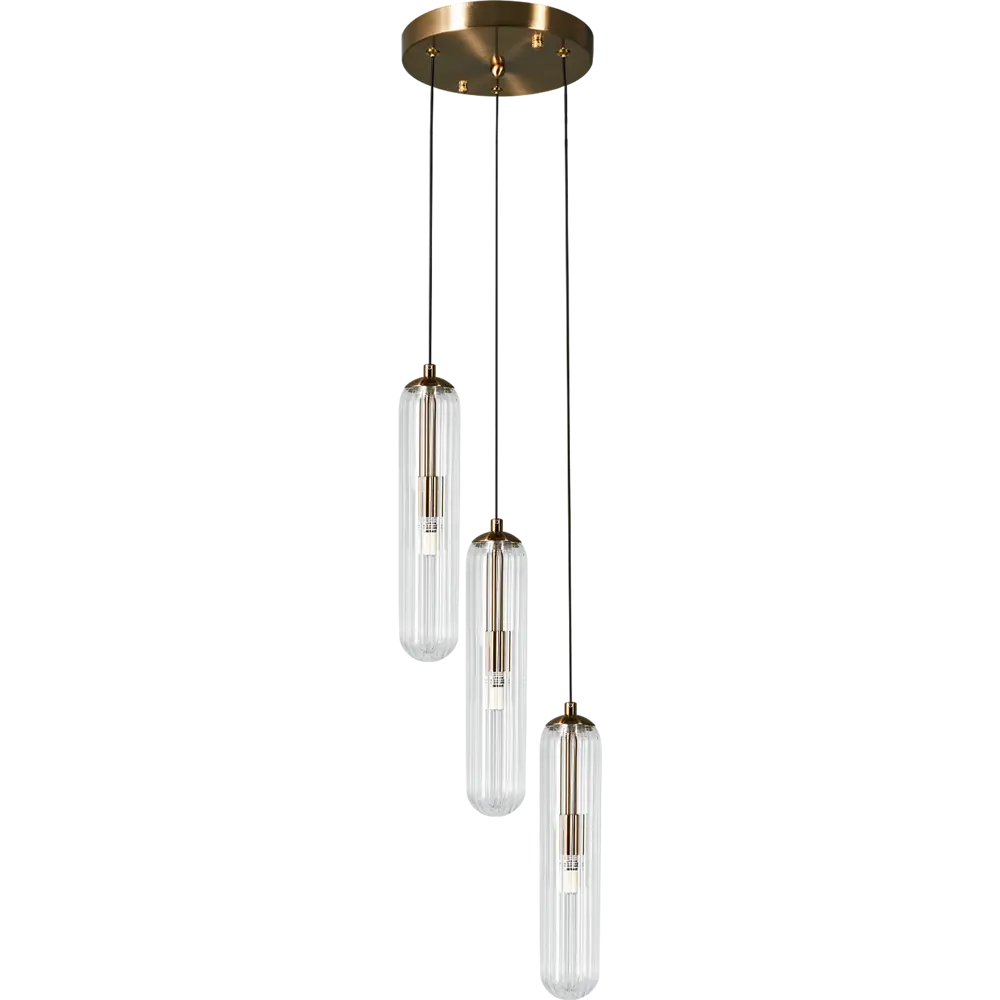 DE CITY Подвесная люстра Олимпия с тремя стеклянными плафонами в бронзовом исполнении 89391458 STLM-1570962 - Вид №2