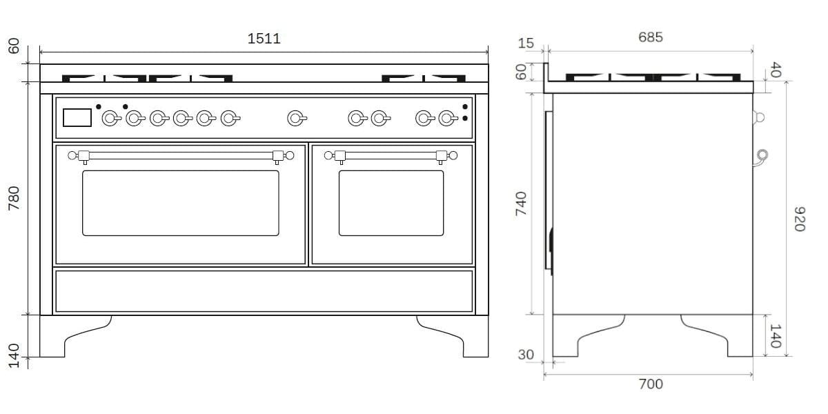 Отдельно стоящая кухня из нержавеющей стали Ilve Majestic ARCH-00044566 - Вид №2