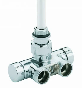 Carlo Poletti V87100L Клапан термостатический одно/двухтрубный с by-pass и держателем, центральное подсоединение. Версия прямая с подключением медной или пластиковой трубы. Межосевое расстояние 40 мм.