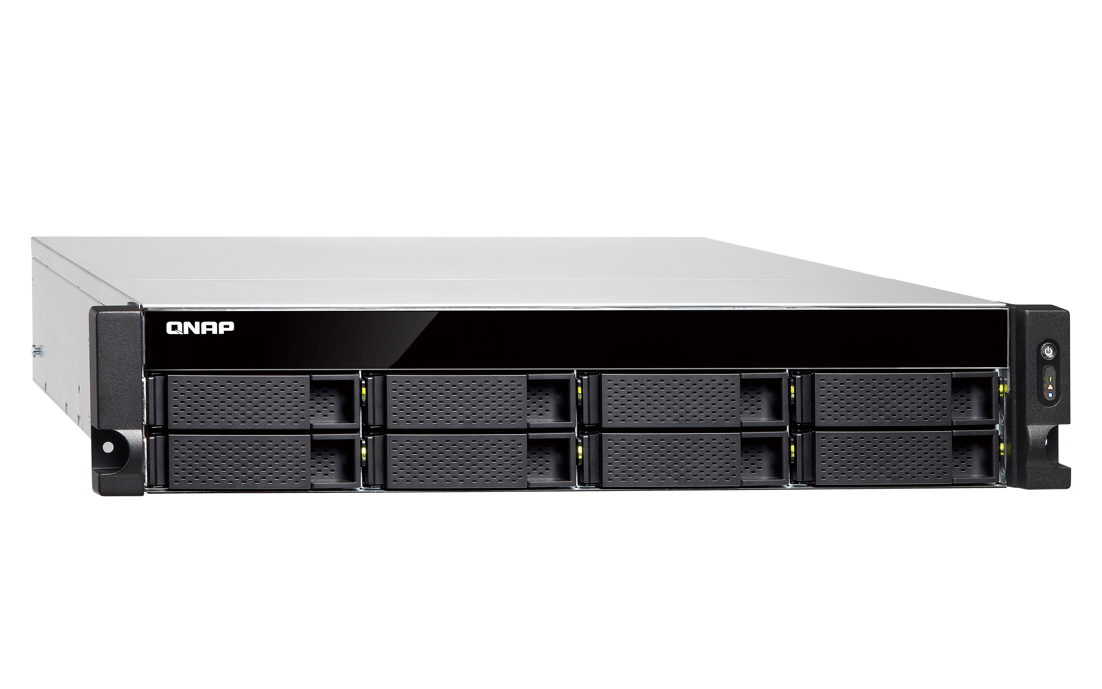 TS-883XU-E2124-8G Smb 8-bay nas (8x 2.5"/3.5" sata hdd/ssd), intel xeon e-2124 4-core 3.3 ghz (up to 4.3 ghz), 8gb ddr4 ecc ram (2 x 4gb) up to 64 gb ( 4 x 16 gb), 4x gbe lan, 2 x 10gbe sfp+, rackmount 2u, 1 psu. w/o rail kit rail-b02 QNAP Santreyd  - Вид №3