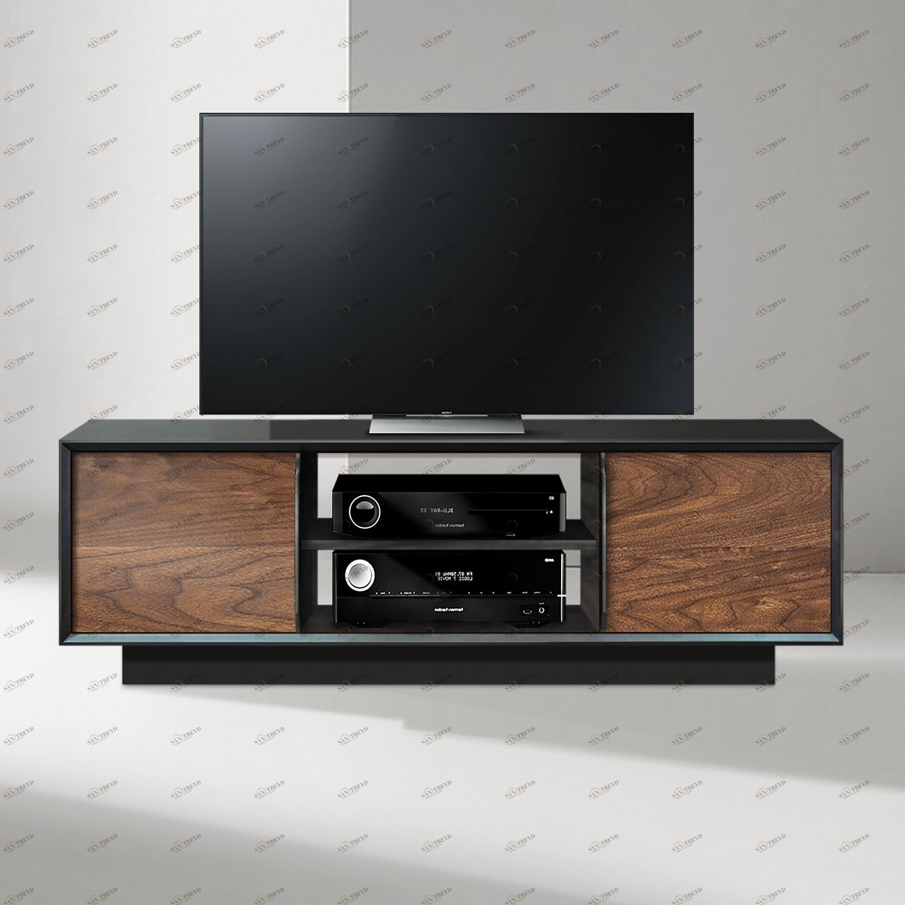 Тумба под телевизор с 2 дверями американский орех Garon ACWD GARON 00-3981957 Коричневый;черный 