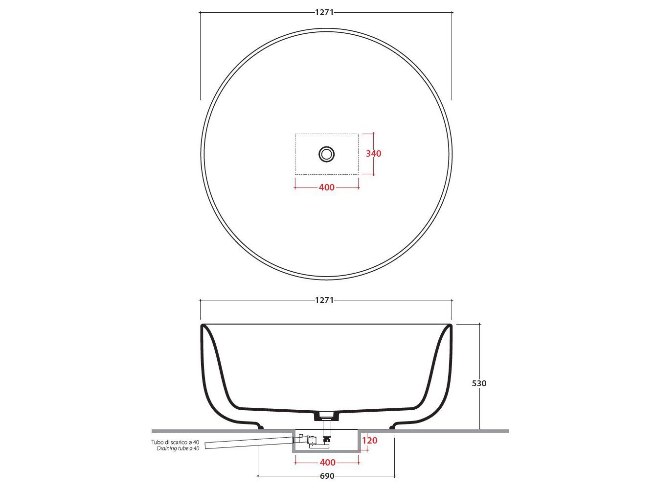 Круглая ванна в центре комнаты в Livingtec® Ceramica Globo KOI ARCH-00073944 - Вид №2
