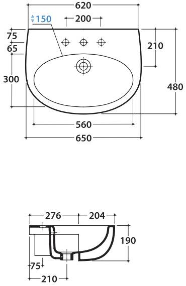 Gr015 Накладная раковина консольная овальная Ceramica Globo Grace - Вид №3