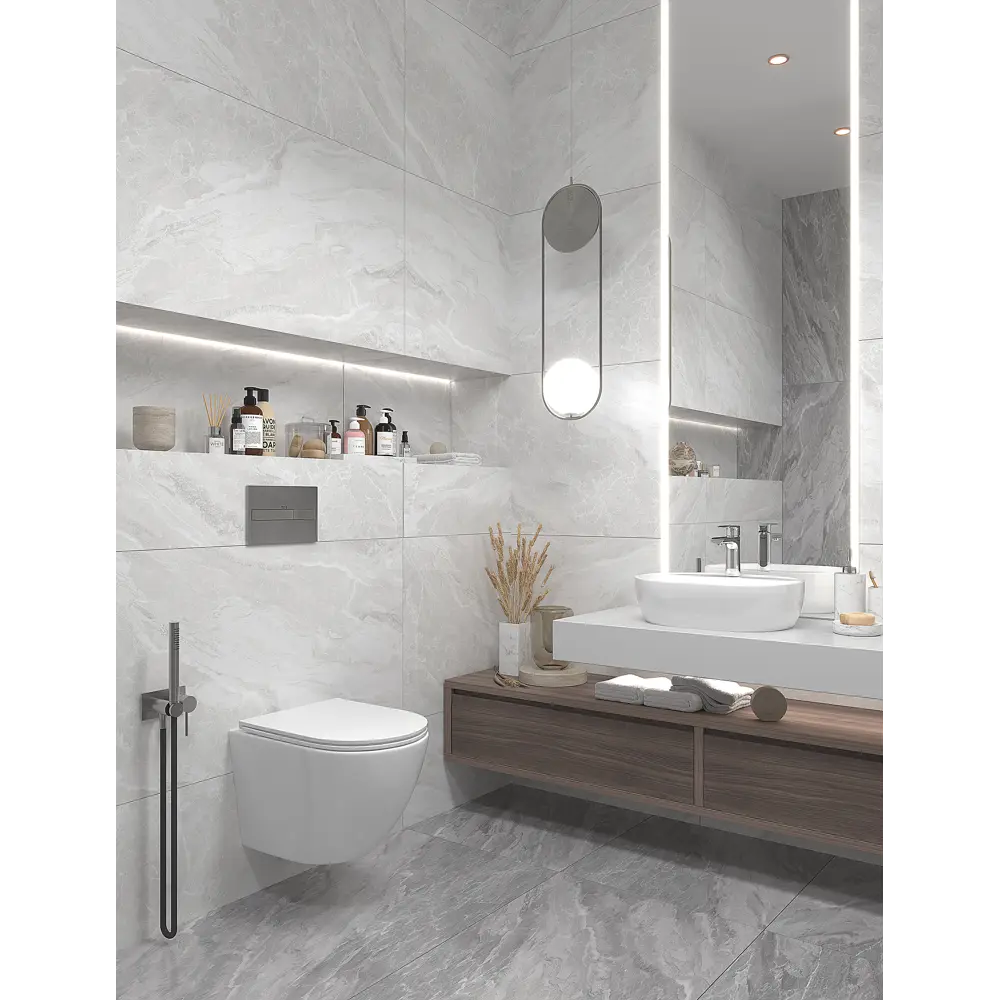 Керамогранит Incolor Royal White Carving Satin 120x60 см 1.44 м² сатинированный цвет белый LunaRossa STLM-2138547 - Вид №4